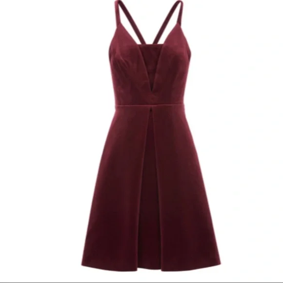 Whistles NWT B Love Velvet Dress in Maroon. - Picture 2 of 5